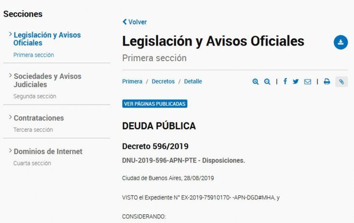 En el texto el Gobierno asegura que debió tomar  esta decisión teniendo en cuenta que en 2018 la economía argentina fue  afectada simultáneamente por una disminución en su capacidad  exportadora.