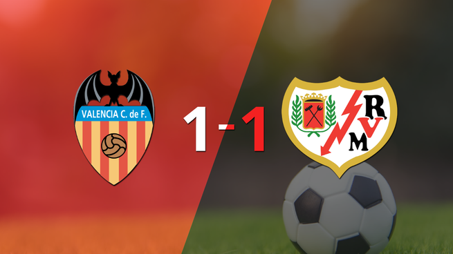 Rayo Vallecano logró sacar el empate a 1 gol en casa de Valencia