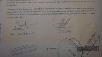 Captura de la carta documento que Vicentin le envió al veedor Arelovich.