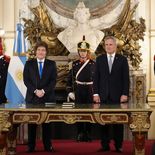 Javier Milei le tomó juramento a Pablo Quirno como canciller. Javier Milei le tomó juramento a Pablo Quirno como canciller.