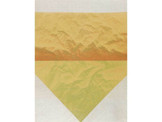 Prior. “A la manera de Aru Dutt” (1974). Esmalte sintético sobre papel arrugado por el artista.