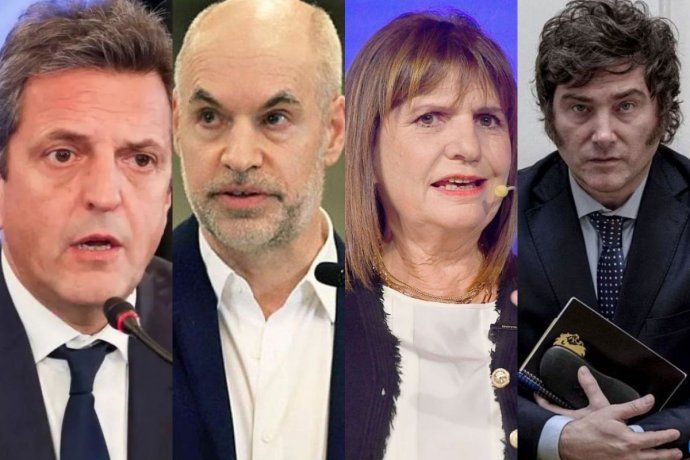 Sergio Massa, Horacio Rodríguez Larreta, Patricia Bullrich y Javier Milei, protagonistas de las Elecciones 2023.&nbsp;