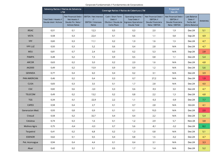 Fundamentos corporativos. Fuente: Allaria. Fundamentos corporativos. Fuente: Allaria.
