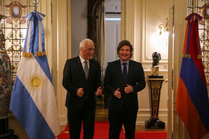 Javier Milei se reunió con el presidente de Armenia en Casa Rosada.