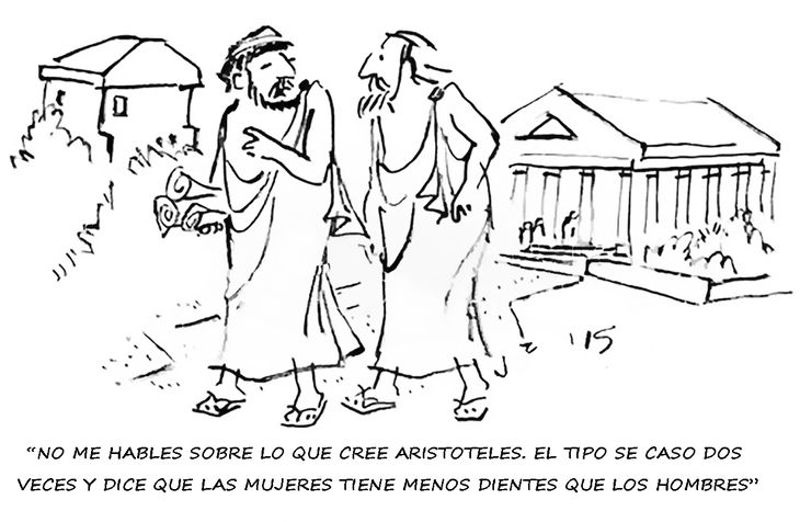 En el Libro 2 “, Cap.3 de su Historia de los Animales, se le adjudica a Aristóteles afirmar que las mujeres tienen menos dientes que los hombres a pesar de haber estado casado dos veces (primero con Pythias y luego con una mujer de su pueblo). Muchos de sus desaciertos han sido fácilmente desestimados… los económicos, no.