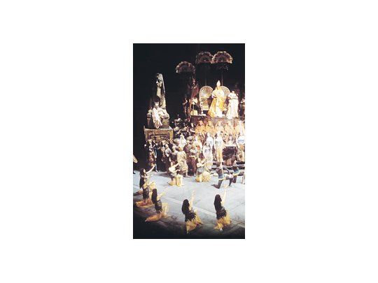 Una imagen de la «Aída» de Giuseppe Verdi, en la histórica puesta de Franco Zeffirelli que la próxima semana regresa al escenario de La Scala de Milán.