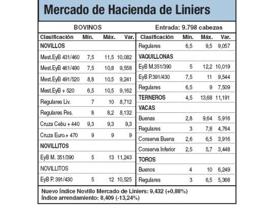Novillos aumentaron entre el 1% y el 3%