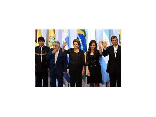 Los presidentes del Mercosur durante una cumbre realizada en Brasilia en 2012.