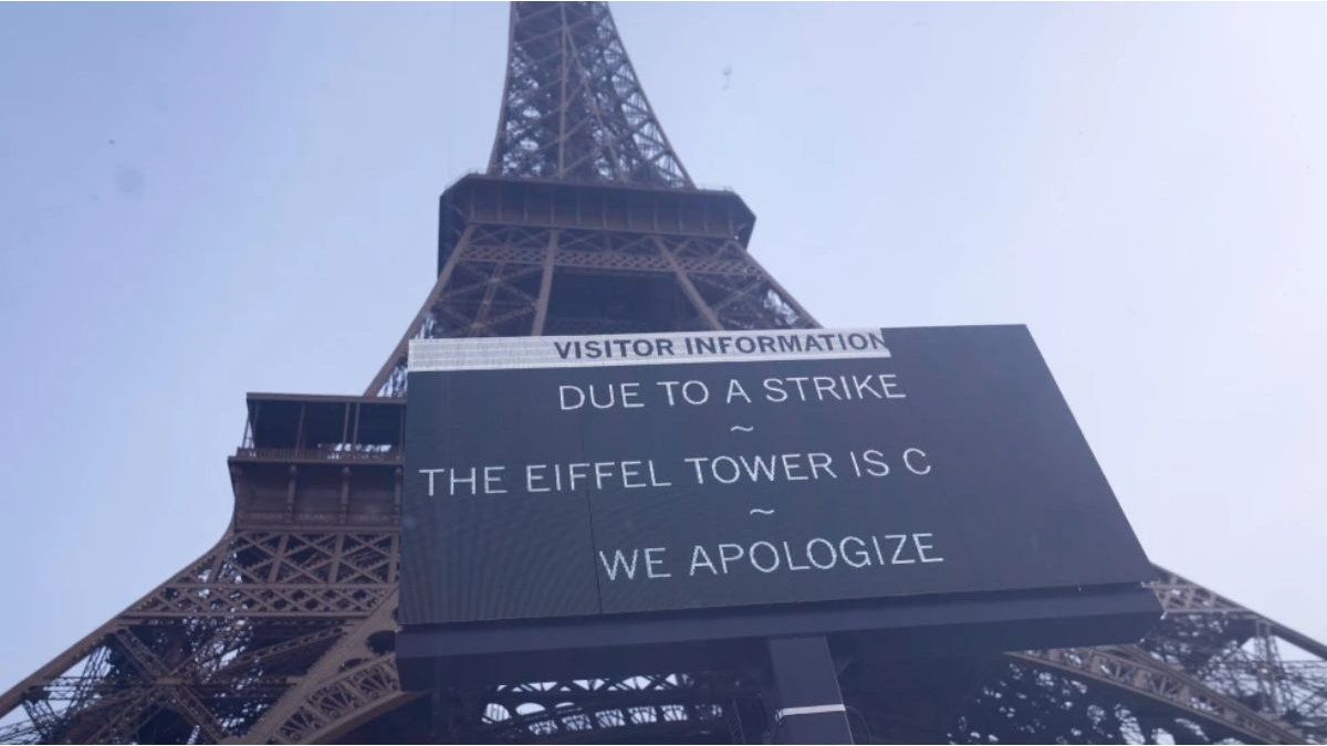 The eiffel tower closed after protests against austerity measures