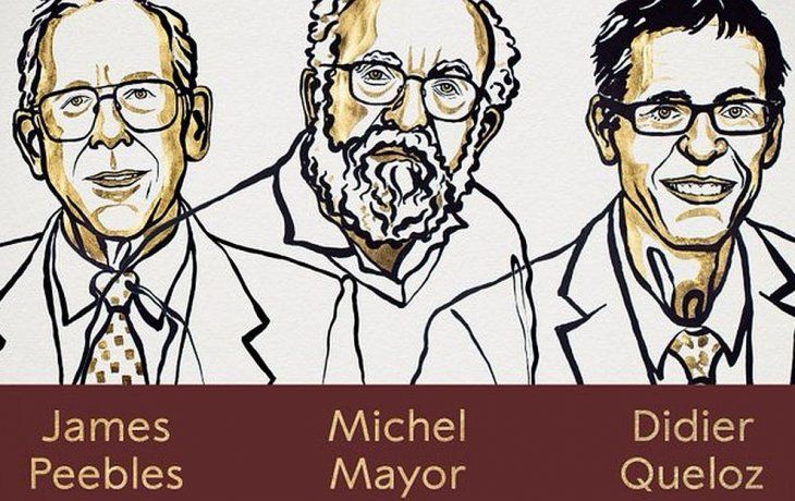 El canadiense-estadounidense&nbsp;James Peebles&nbsp;y los suizos&nbsp;Michel Mayor y Didier Queloz&nbsp;ganaron este martes el premio&nbsp;Nobel&nbsp;de Física de la Academia Sueca de Ciencias por sus trabajos en cosmología.