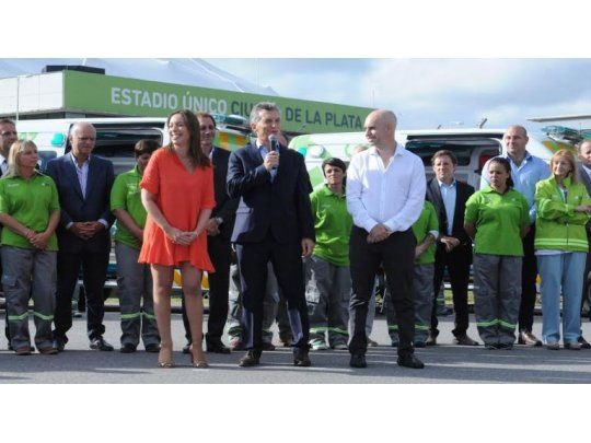 Macri encabezó el acto junto a Vidal y Larreta.
