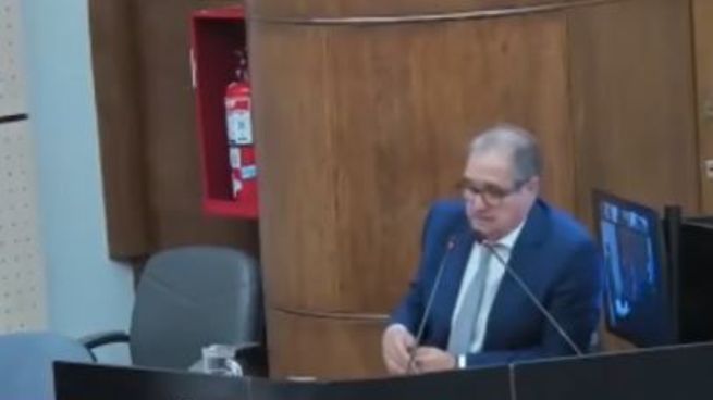 El periodista Diego Cabot durante su declaración como testigo en la causa Cuadernos.&nbsp;