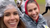 bajo la lluvia, pampita cumplio su promesa de peregrinar a lujan