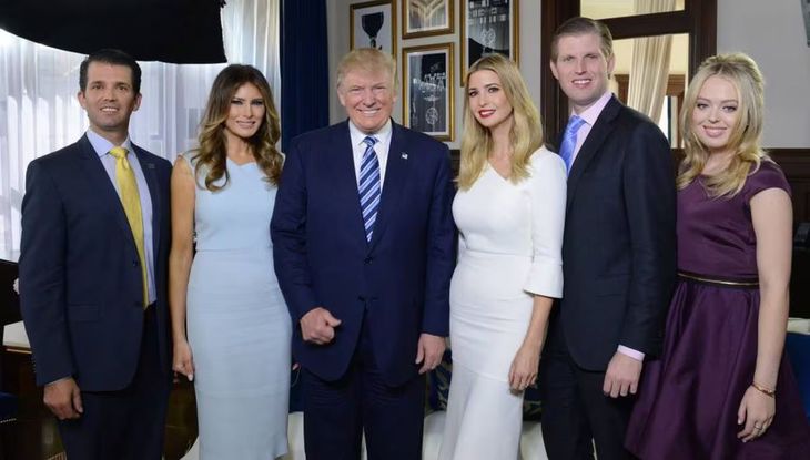 Donald Trump with his ex-wife and children.