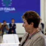 El presidente Javier Milei y la titular del FMI Kristalina Georgieva.  El presidente Javier Milei y la titular del FMI Kristalina Georgieva.
