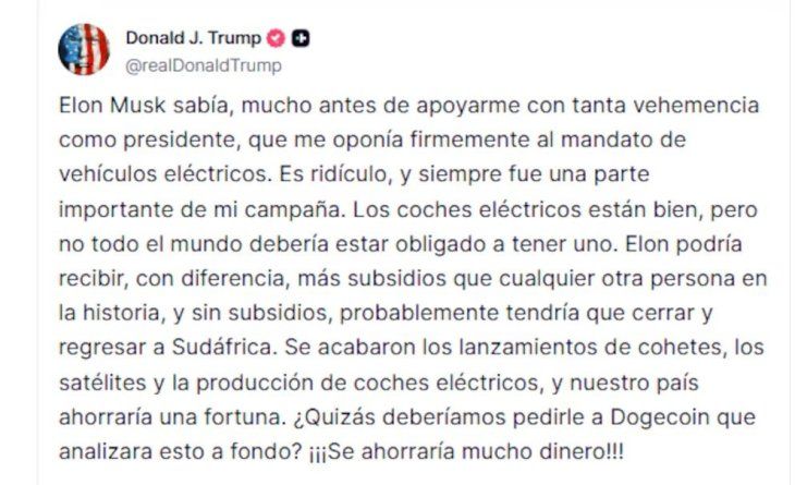 La publicación de Donald Trump. 