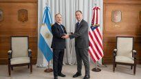 El ministro de Interior, Diego Santilli, recibió al embajadaor Peter Lamelas.