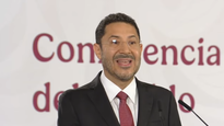 Martí Batres, titular del ISSSTE, en la Mañanera del Pueblo.