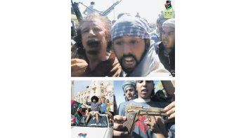 ámbito.com | La foto de arriba prueba que Muamar el Gadafi fue capturado con vida, lo que multiplica las sospechas de que pudo haber sido ejecutado. Sus detractores festejaron en Trípoli (abajo izquierda). Los milicianos que lo atraparon se hicieron con una pistola