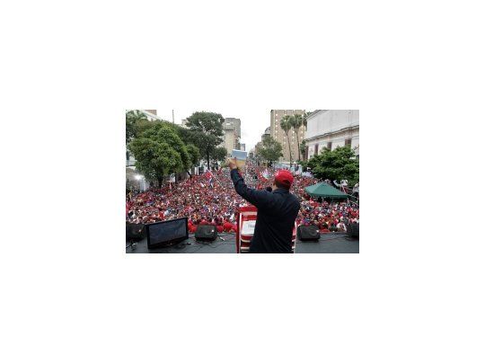 Hugo Chávez durante el discurso desde el Palacio Miraflores.