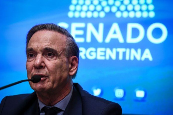 Miguel Ángel Pichetto durante la conferencia de prensa que brindó en el Senado.&nbsp;