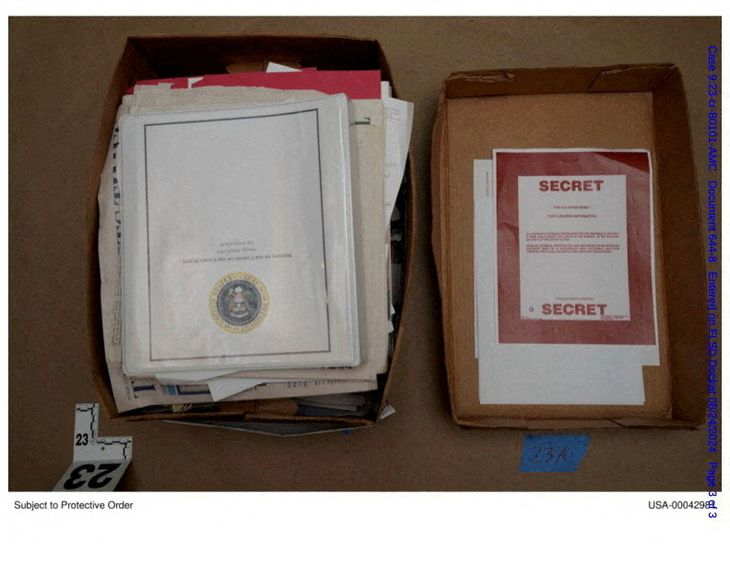 Documents and materials seized during a search of former US President Trump's Mar-a-Lago home and social club. Documents and materials seized during a search of former US President Trump's Mar-a-Lago home and social club.