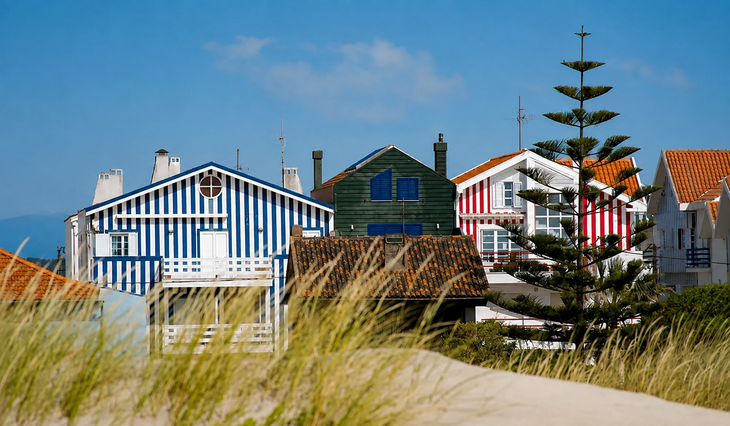 Las tradicionales casas rayadas de Costa Nova, surgieron como refugios y depósitos para los pescadores. Hoy son el principal símbolo de esta localidad costera portuguesa Las tradicionales casas rayadas de Costa Nova, surgieron como refugios y depósitos para los pescadores. Hoy son el principal símbolo de esta localidad costera portuguesa