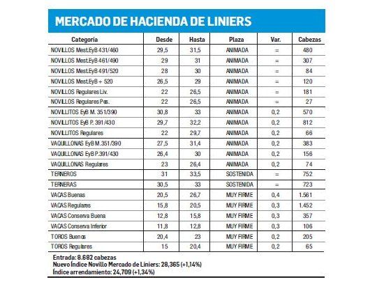 El Índice Novillo aumentó un 1,14%
