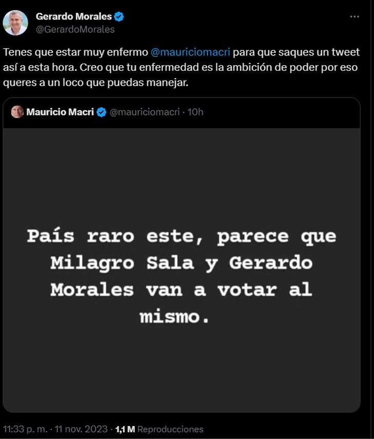 Mauricio Macri y Morales protagonizaron un duro cruce en redes sociales: "Tu enfermedad es la ambición" imagen-2