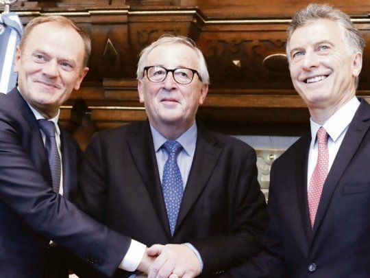 Europa. El polaco Donald Tusk y el luxemburgués Jean-Claude Junker, los máximos referentes de la UE, presentes ayer en Buenos Aires.&nbsp;