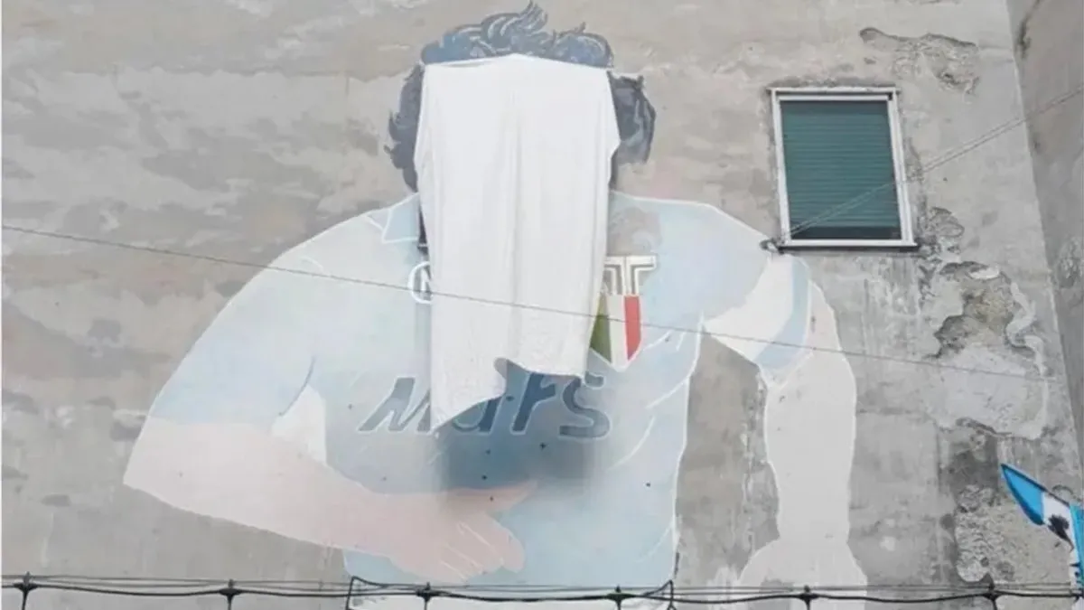 Merchants covered the famous mural of Diego Maradona in Naples due to a protest