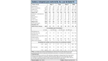 Costos y Márgenes para norte de BS. AS. y sur de Santa Fe