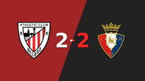 osasuna saco un punto luego de empatar a 2 goles con athletic bilbao