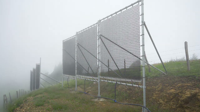 Las mallas conversoras de niebla en agua potable para uso inmediato.