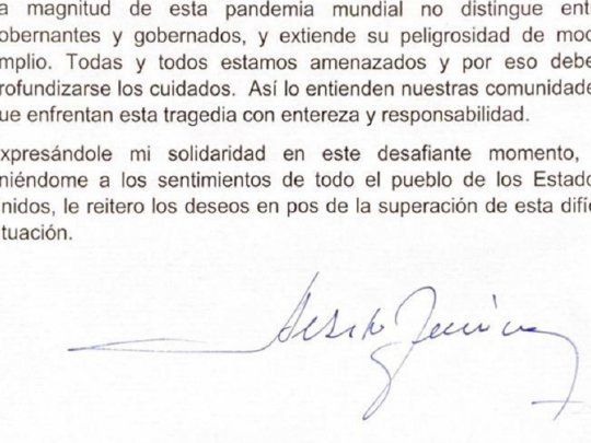 Carta de Alberto Fernández a Donald Trump captura