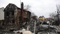 Un área civil destrozada por un bombardeo ruso.