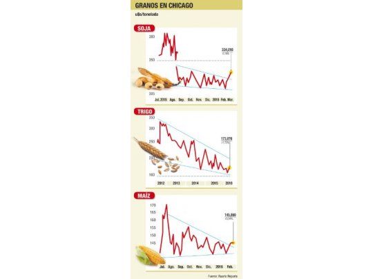 Subas en trigo y maíz en Chicago