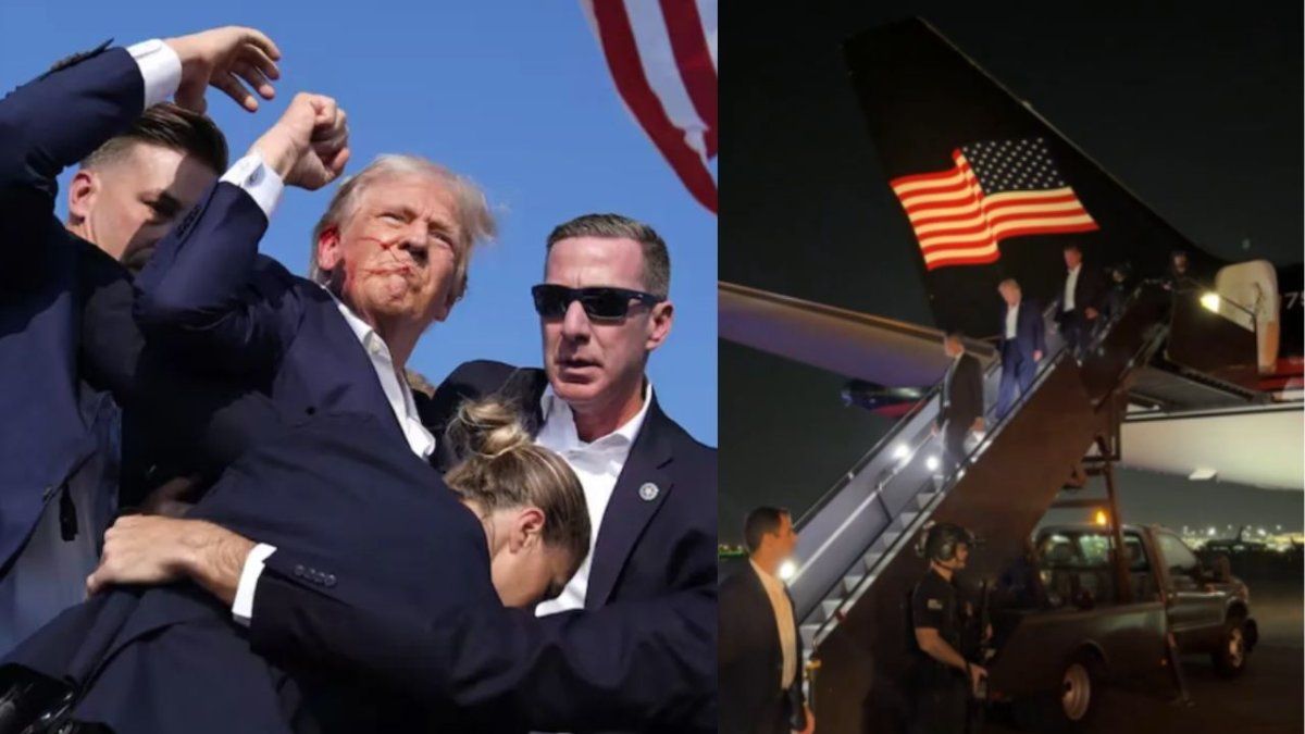 Donald Trump’s arrival in New Jersey, after the armed attack