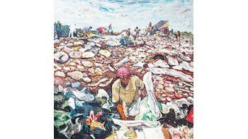 «Carlitos Arroyo Cartonero», de Daniel Corvino, Primer Premio de Pintura del Salón de Artes Plásticas Manuel Belgrano, que organiza el Museo Sívori.