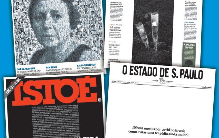 REACCIONES. Los diarios O Globo, Folha de São Paulo, O Estado de São Paulo y la revista Istoé aludieron al mojón de 100.000 muertos por el nuevo coronavirus que Brasil superó el fin de semana. Los medios culpan a Jair Bolsonaro, pero un sector de la sociedad se muestra indolente.