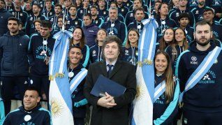 Milei saludó a los deportistas argentinos en la previa de los Juegos Olímpicos. 
