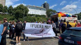 Protestas contra Javier Milei en Alemania.