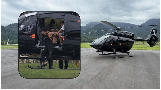 Neymar llegó en helicóptero al entrenamiento de Brasil