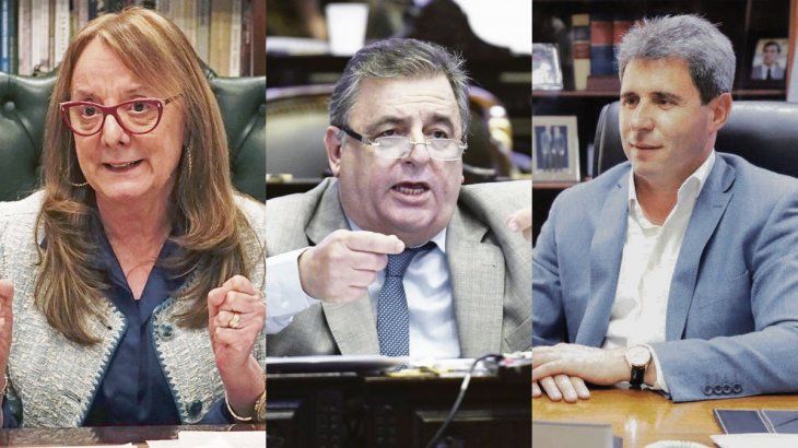 Alicia Kirchner, Mario Negri y Sergio Uñac.
