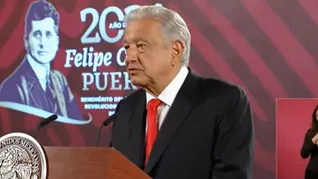 AMLO en una nueva La Mañanera desde el Palacio Nacional.