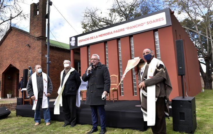 El intendente&nbsp; Julio Zamora durante el acto de inauguración﻿ del Espacio para la Memoria Padre “Pancho” Soares.