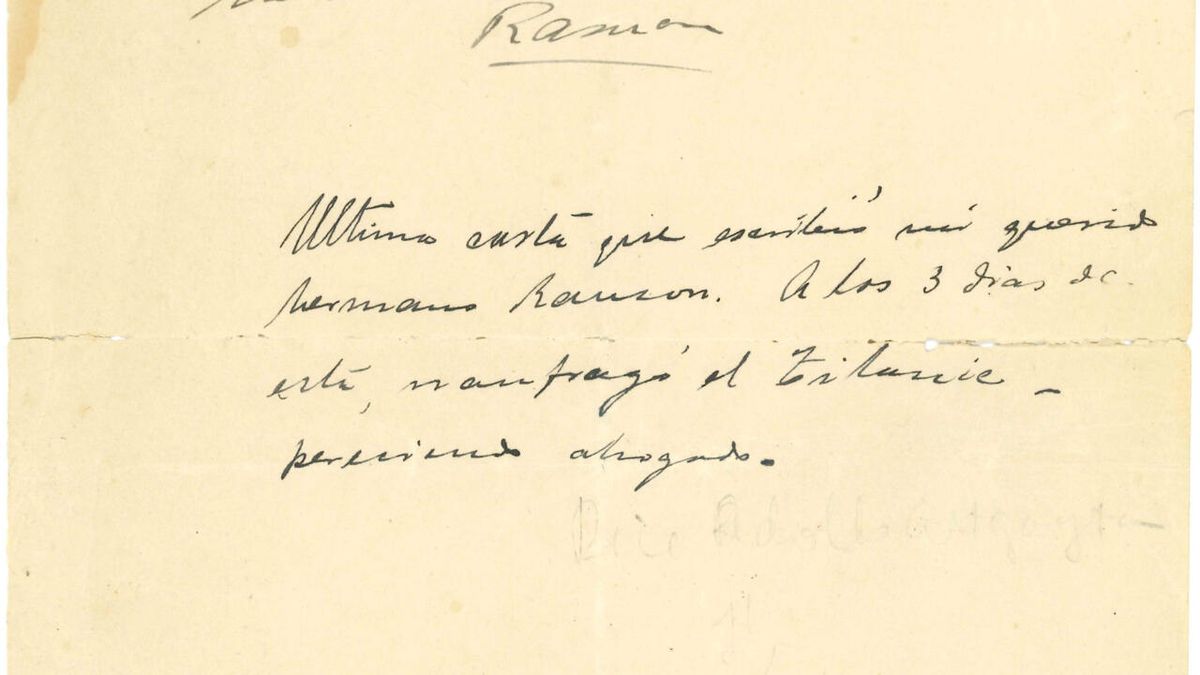 The letter of a Uruguayan passenger on the Titanic will be auctioned for up to US$ 25,000