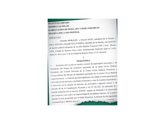 La denuncia que presentó ayer la UCR contra el decreto que habilita  usar las reservas del Banco Central.