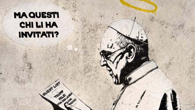 La fuerte crítica social de una artista callejera tras darse a conocer los invitados al funeral de Francisco.