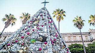 Córdoba encendió un árbol de Navidad con adornos reciclados